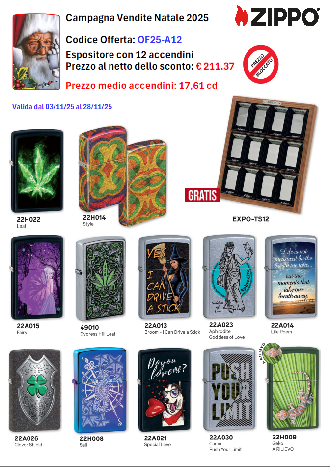 OF25-A12 - Espositore con 12 accendini