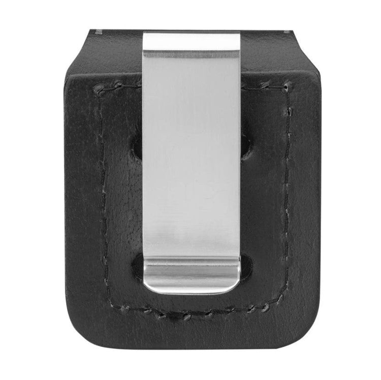 Custodia in cuoio nero con clip