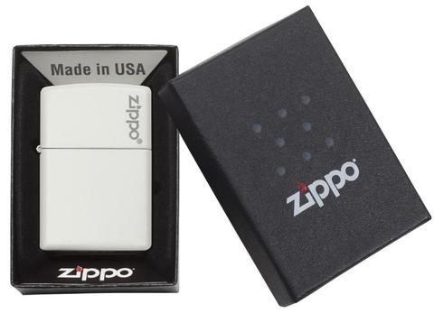 Classic White Matte Zippo Logo