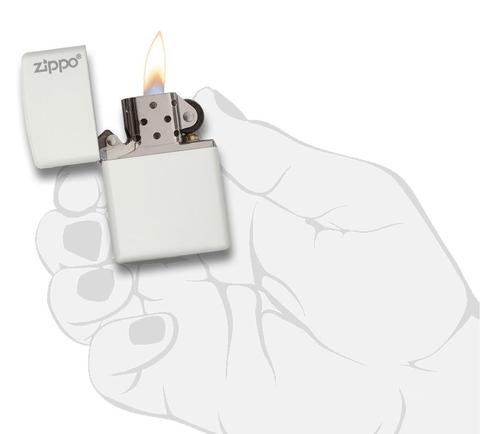 Classic White Matte Zippo Logo